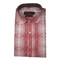 Parkson - Ble05Red - Casual Semi Formal Checks Shirts Premium Blended Cotton WRINKLE FREE