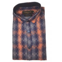 Parkson - Ble06Orange - Casual Semi Formal Checks Shirts Premium Blended Cotton WRINKLE FREE