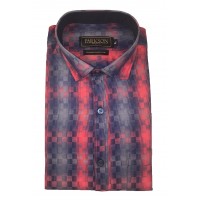 Parkson - Ble06Red - Casual Semi Formal Checks Shirts Premium Blended Cotton WRINKLE FREE