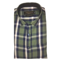 Parkson - Ble08Green - Casual Semi Formal Checks Shirts Premium Blended Cotton WRINKLE FREE
