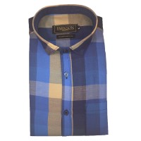 Parkson - Ble09Blue - Casual Semi Formal Checks Shirts Premium Blended Cotton WRINKLE FREE