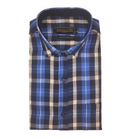 Parkson - Ble10Blue - Casual Semi Formal Checks Shirts Premium Blended Cotton WRINKLE FREE