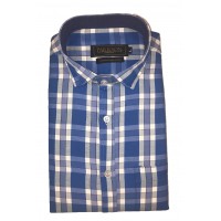 Parkson - Ble11Blue - Casual Semi Formal Checks Shirts Premium Blended Cotton WRINKLE FREE