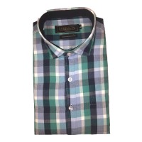 Parkson - Ble12Green - Casual Semi Formal Checks Shirts Premium Blended Cotton WRINKLE FREE