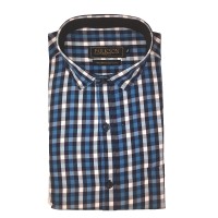 Parkson - Ble14Blue - Casual Semi Formal Checks Shirts Premium Blended Cotton WRINKLE FREE