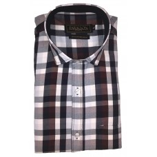 Parkson - Ble15Brown - Casual Semi Formal Checks Shirts Premium Blended Cotton WRINKLE FREE