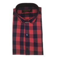 Parkson - Ble19Red - Casual Semi Formal Checks Shirts Premium Blended Cotton WRINKLE FREE