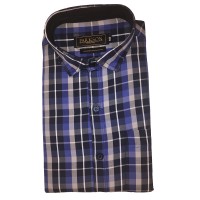 Parkson - Ble21Blue - Casual Semi Formal Checks Shirts Premium Blended Cotton WRINKLE FREE