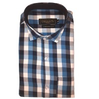 Parkson - Ble23Blue - Casual Semi Formal Checks Shirts Premium Blended Cotton WRINKLE FREE