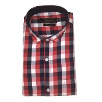 Parkson - Ble23Red - Casual Semi Formal Checks Shirts Premium Blended Cotton WRINKLE FREE
