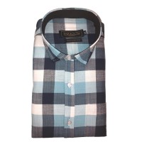 Parkson - Ble26Blue - Casual Semi Formal Checks Shirts Premium Blended Cotton WRINKLE FREE