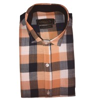 Parkson - Ble26Orange - Casual Semi Formal Checks Shirts Premium Blended Cotton WRINKLE FREE