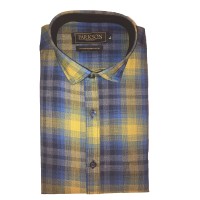 Parkson - Ble27Yellow - Casual Semi Formal Checks Shirts Premium Blended Cotton WRINKLE FREE