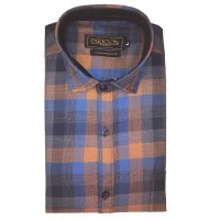 Parkson - Ble30Rust - Casual Semi Formal Checks Shirts Premium Blended Cotton WRINKLE FREE