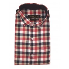 Parkson - Ble32Red - Casual Semi Formal Checks Shirts Premium Blended Cotton WRINKLE FREE