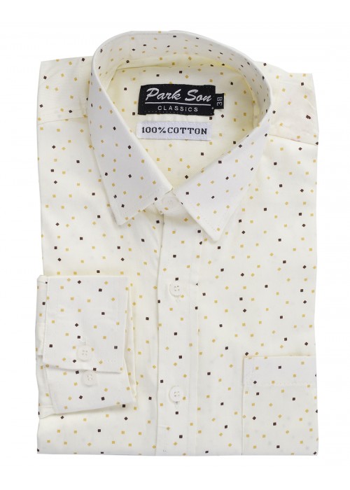 Parkson - COT05Cream Casual Digital Printer Shirts for Fancy Ware 100% Cotton Shirts