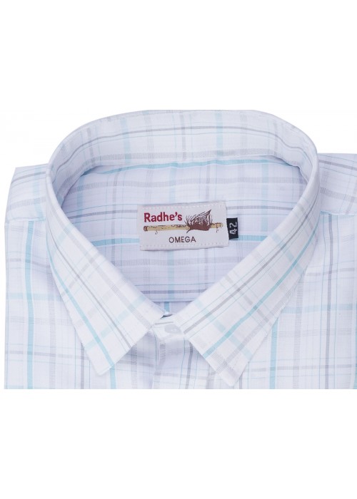 Radhes -AMBBlue  FORMAL Office Wear Shirts WRINKLE FREE Checks Shirts Everyday Wear
